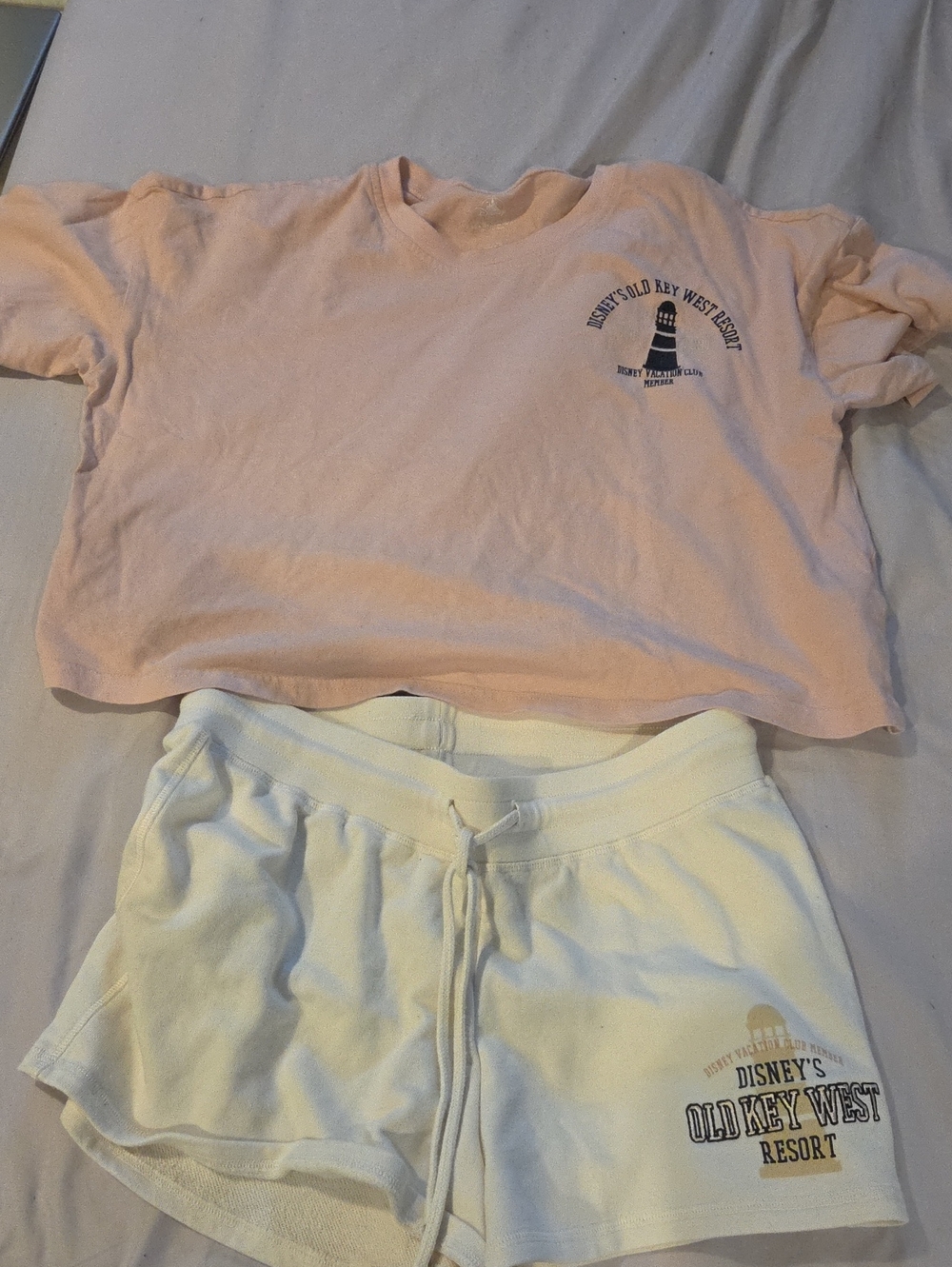 Disney's Old Key West Peach Crop Tee and White Athletic Short Set